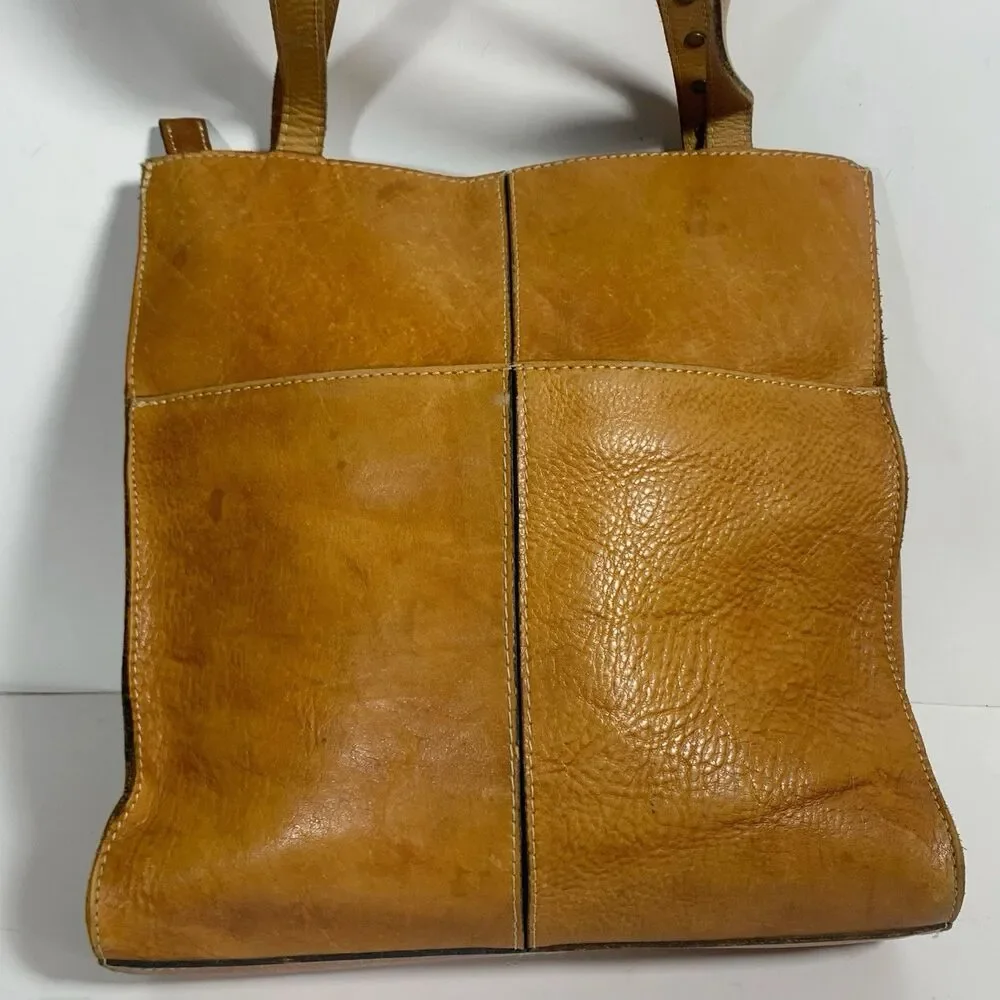 Patricia Nash Cognac Leather Studded Strap Turn Lock Women’s Shoulder Bag Purse
